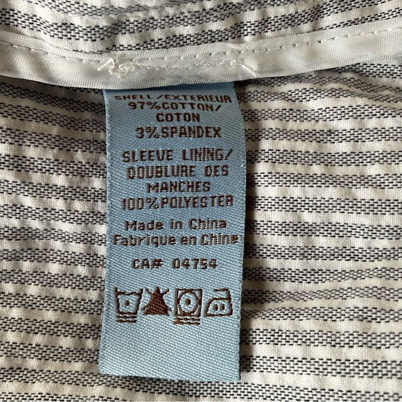 Jessica Gray & White Seersucker Stripe Blazer Jacket Stretch Cotton Size M - Picture 5 of 5